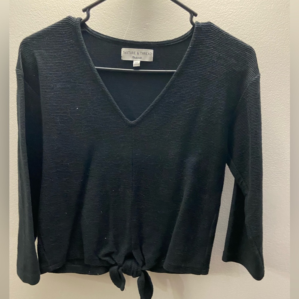 Madewell Texture & Thread black 3/4 sleeve top